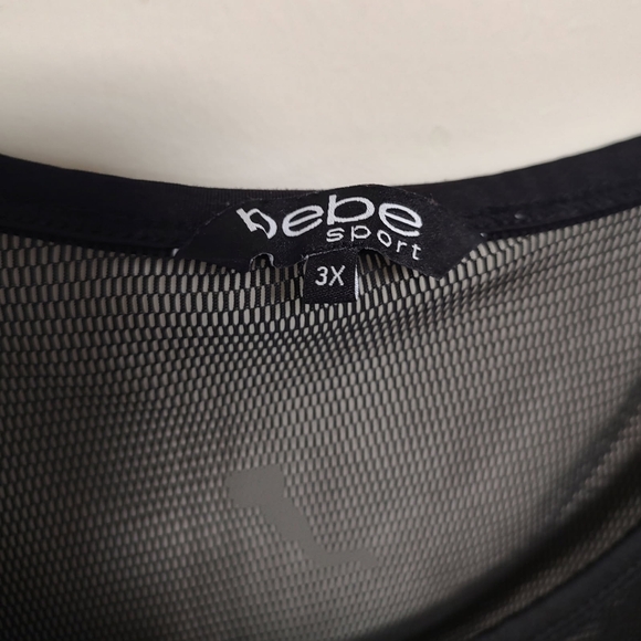 Bebe Sport Black Mesh Logo Active Top Boxy T-Shirt - Picture 9 of 11